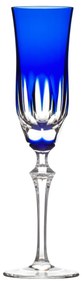 Taça de Cristal Lapidado P/ Champagne Azul Escuro - 55