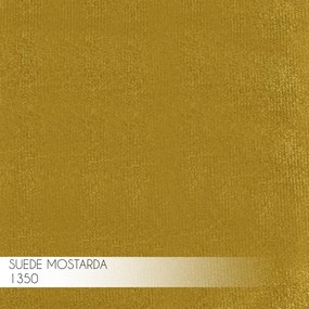 Puff Decorativo Base Bronze Elsa Suede Mostarda G41 - Gran Belo