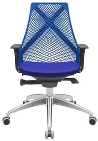 Cadeira Office Bix Tela Azul Assento Aero Azul Autocompensador Base Alumínio 95cm - 63974 Sun House