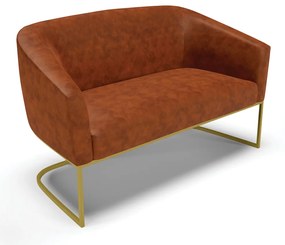 Sofá 2 Lugares Namoradeira Industrial Dourado Stella Sintético PU D03 - D'Rossi - Nozes