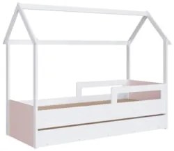 Cama Infantil Casinha Com Auxiliar Infix C06 Branco/Rosa - Mpozenato