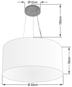 Lustre Pendente Cilíndrico Vivare Md-4189 Cúpula em Tecido 50x30cm - Bivolt