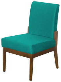 Cadeira de Jantar Helena Suede Azul Tiffany - Decorar Estofados