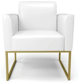 Poltrona Base Industrial Dourado Marisa Corano D03 - D'Rossi - Branco