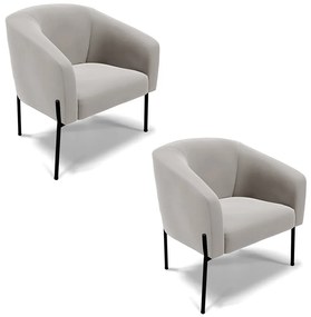 Poltrona Decorativa Pé de Ferro Preto Kit 2 Stella Veludo Cinza D03 - D'Rossi