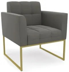 Poltrona Decorativa Base Industrial Dourado Ana Suede Grafite - Ibiza