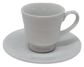 Xicara Café Com Pé Com Pires 60Ml Porcelana Schmidt - Mod. Waves 100