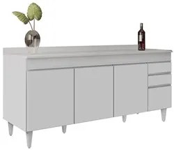 Balcão Gabinete 180cm com Tampo Dallas Branco - Lumil