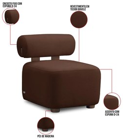 Poltrona Decorativa para Sala Helora Bouclê E03 - D'Rossi - Marrom