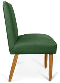 Cadeira de Jantar Carol Suede Verde Pés Palito Castanho - D'Rossi