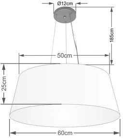 Lustre Pendente Cone Vivare Md-4062 Cúpula em Tecido 25/60x50cm - Bivolt