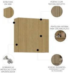 Armário de Cozinha Aéreo 2 Portas 80cm Minsk Freijó Z06 - Mpozenato