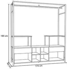 Guarda Roupa Closet Casal Industrial 174cm 2 Gavetas Barcelona Demoliç