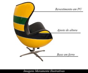 Poltrona Decorativa Egg Chair Capacete Nacional Senna Verde/Amarelo G53 - Gran Belo