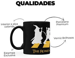 Caneca Road to Mordor O Senhor dos Anéis Preta