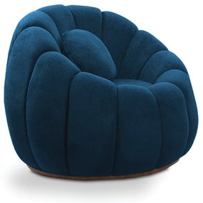 Poltrona Decorativa Orgânica Giratória Cloud Bouclê Azul Marinho E03 - D'Rossi