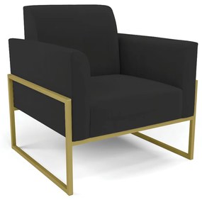 Poltrona Base Industrial Alta Dourado Marisa Veludo D03 - D'Rossi - Preto