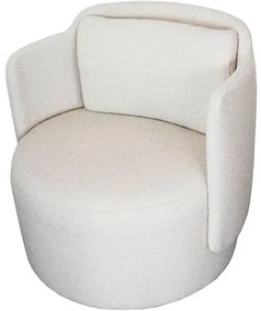 Poltrona Florença Estofada Bouclé Off White Base Giratória - 74810 Sun House