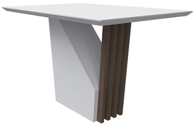 Mesa de Jantar Retangular Tampo com Vidro Lita 120 cm Off White Base Imbuia - D'Rossi