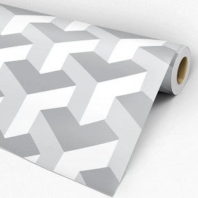 Papel de parede adesivo geométrico cubos branco