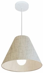 Lustre Pendente Cone Md-4028 Cúpula em Tecido 25/30x12cm Rustico Bege - Bivolt