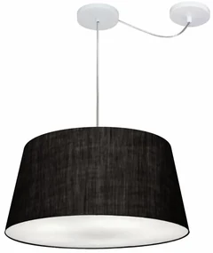 Lustre Pendente Cone Com Desvio Md-4282 Cúpula 21/40x50cm Preto - Bivolt