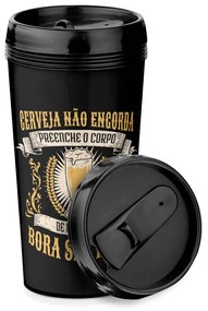 Kit Copo Viagem e Caneca Cerveja Não Engorda E É Café