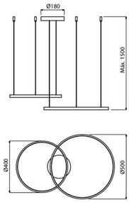 Pendente Orlo Mix Anel Redondo Duplo Ø50Cm Led 45W 3000K Bivolt Branco... (Branco)