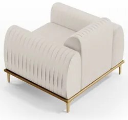 Kit 2 Poltronas Decorativas Base Gold Molino D06 Linho C-367 Cru - Mpo