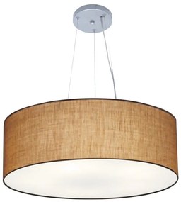 Lustre Pendente Cilíndrico Vivare Md-4070 Cúpula em Tecido 80x30cm - Bivolt - Palha - 110V/220V