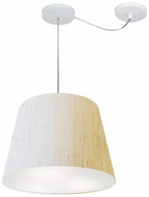 Lustre Pendente Cone Com Desvio Md-4280 Cúpula 30/30x40cm Linho Bege - Bivolt