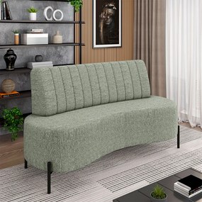 Sofá Living Decorativo 2 Lugares 1,60M Katara Pés de Ferro Linho Verde G33 - Gran Belo