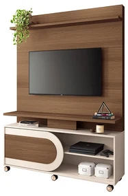 Estante de TV 55 Pol 136cm Nami H01 - D'Rossi - Castanho e Off White
