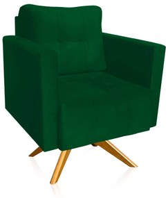 Kit 2 Poltronas Giratória Livia Suede Base de Madeira MA30 - D'Rossi - Verde