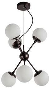 Pendente Dança Ø46X62Cm 6Xg9 / Metal E Globo Ø12Cm | Usina 16732/6 (BT / CB-M - Branco Texturizado / Cobre Metálico, AMBAR)