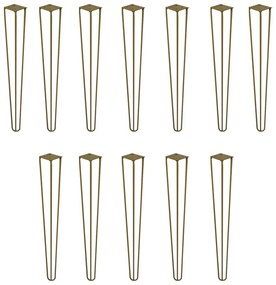 Kit 12 Pés de Metal 60 CM Hairpin Legs Mesa de Canto Aparador Dourado G41