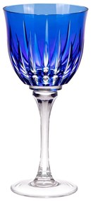Taça de Cristal Lapidado P/ Vinho Branco 25 Azul Escuro - 66