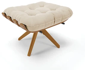 Puff Giratório Costela Suede Base de Madeira MA30 M11 - D'Rossi - Bege