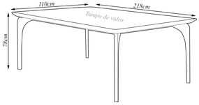 Mesa Sala de Jantar 8 Lugares 218cm Tampo em Laca Dinamarca OffWhite/Mel - Gran Belo