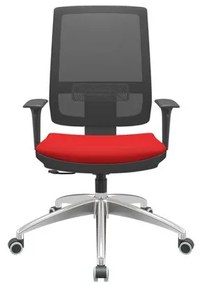 Cadeira Office Brizza Tela Preta Assento Aero Vermelho RelaxPlax Base Aluminio 120cm - 63818 Sun House