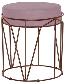 Puff Decorativo Sala de Estar Base Bronze Chloe Veludo Rosê G41 - Gran Belo