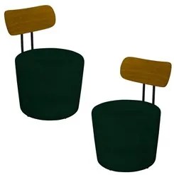 Kit 2 Poltronas Decorativas Redondas 53cm Le Moon M22 Veludo Verde - M