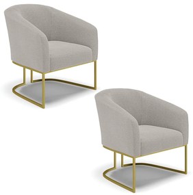 Poltrona Decorativa Industrial Dourado kit 2 Stella Bouclê Cinza D03 - D'Rossi