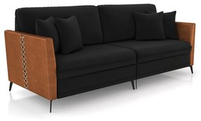 Sofá 2 Lugares Living 182cm Mondaí Sintético Nozes/Veludo K01 - D'Rossi - Preto