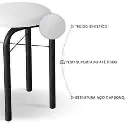 Kit 8 Banquetas Baixas para Cozinha em Aço Manu Sintético I01 Preto/Br