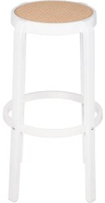 Banqueta Fitz Alta Palha Bege com Estrutura Polipropileno Branco 75 cm - 74412 Sun House