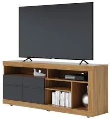 Rack para Sala Bancada de TV 65 Pol. 160cm Najara C05 Noce Milano/Pret