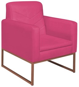 Poltrona Bella Base de Ferro Bronze Suede Pink - ADJ Decor