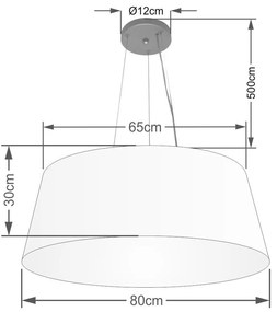 Lustre Pendente Cone Vivare Md-4072 Cúpula em Tecido 30/80x65cm - Bivolt