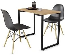Conjunto Mesa de Cozinha Prattica Industrial 90cm e 2 Cadeiras Eames F